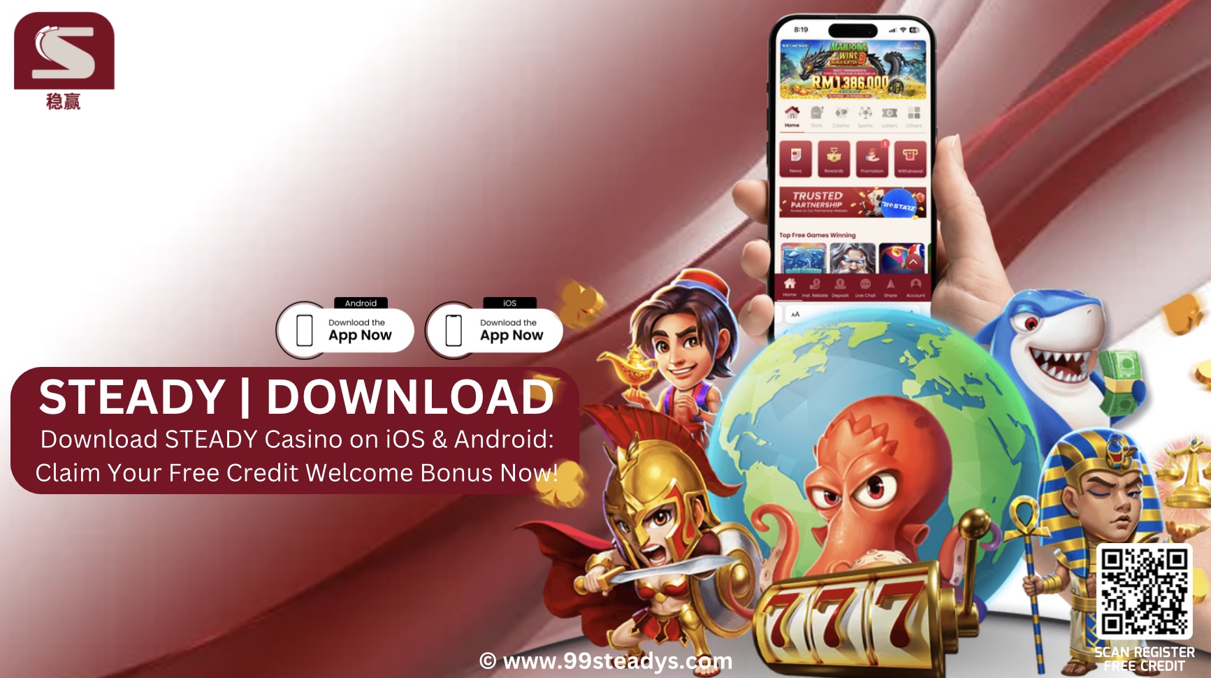99STEADY | 99STEADY Download | STEADY Casino Banner